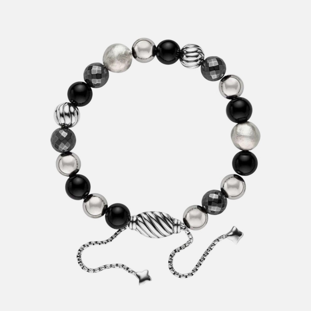 David Yurman women’s spiritual beads Black Silver and onyx Beaded Bracelet